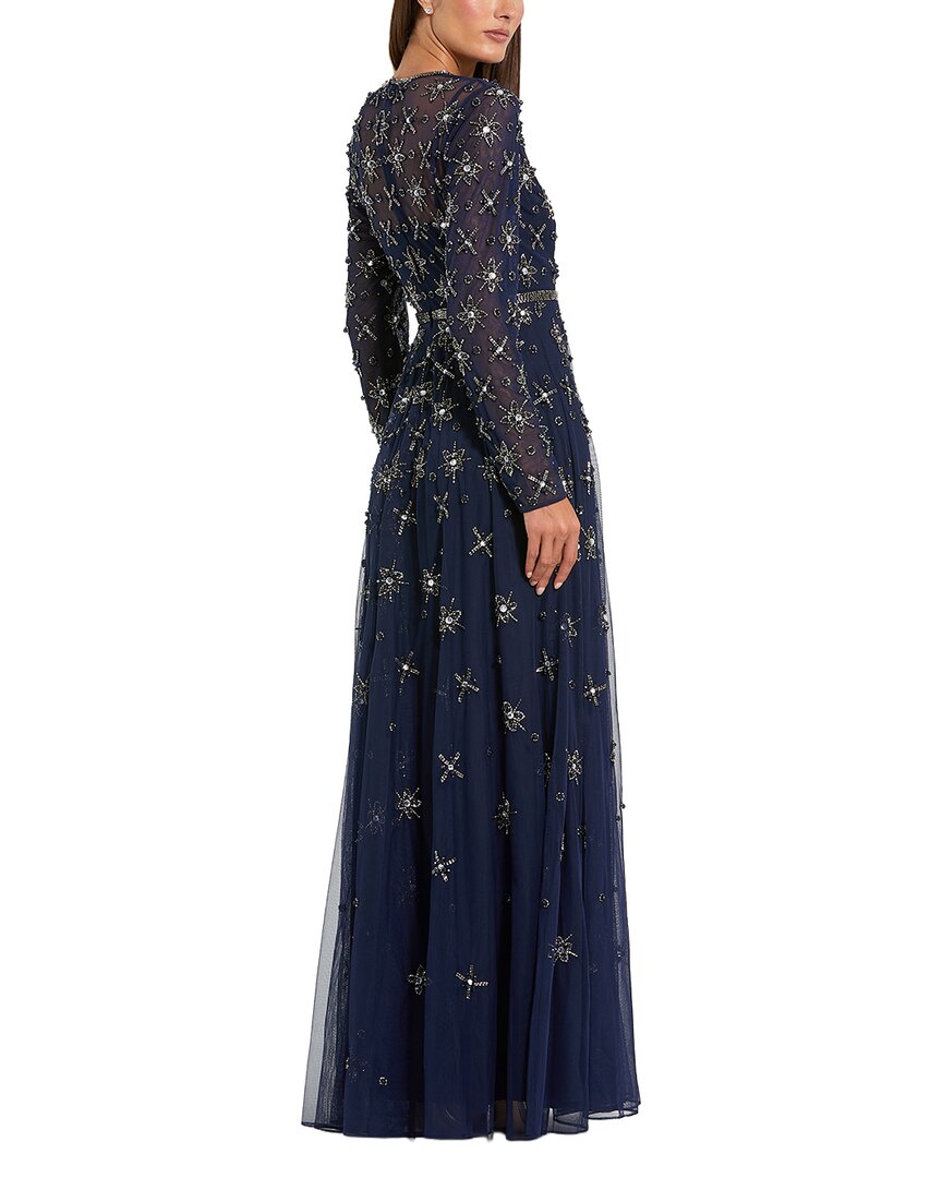 Mac Duggal | Womens | Embellished Full Sleeve Long Dress | Navy