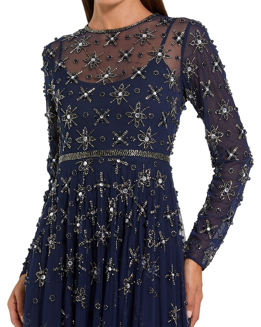 Mac Duggal | Womens | Embellished Full Sleeve Long Dress | Navy