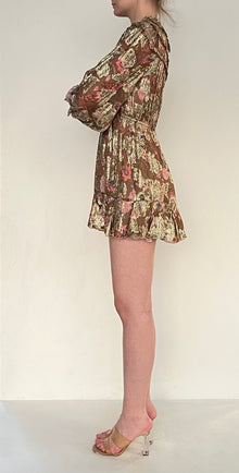Hemant & Nandita | Golden Lurex Short Dress | Brown