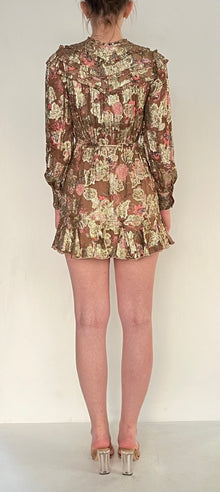 Hemant & Nandita | Golden Lurex Short Dress | Brown
