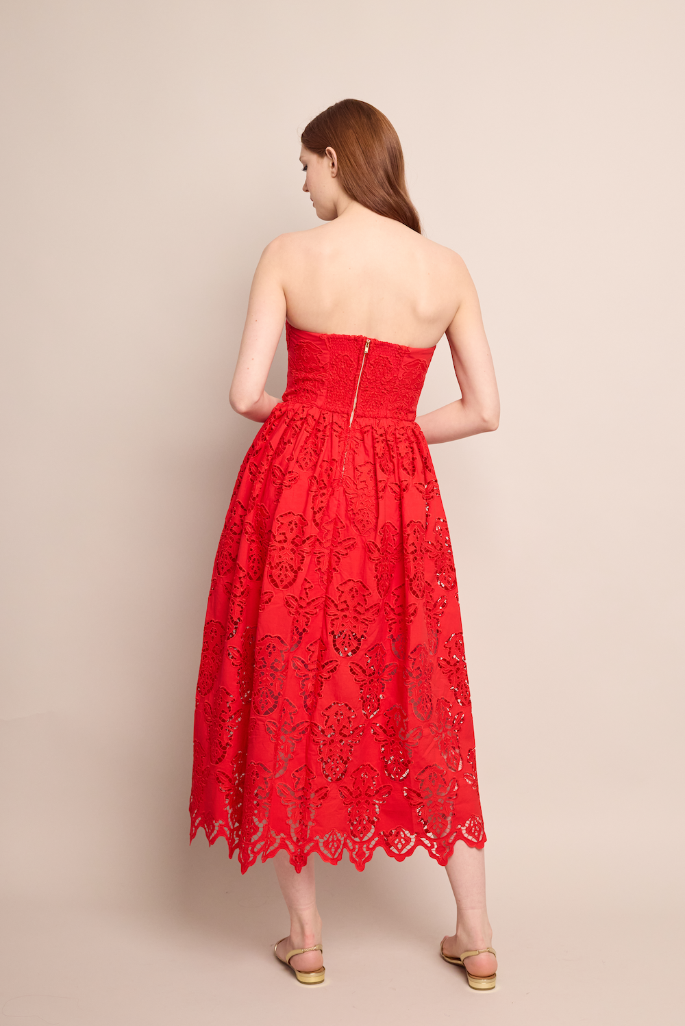 Women | Torres Dress | Red Embroidered Eyelet