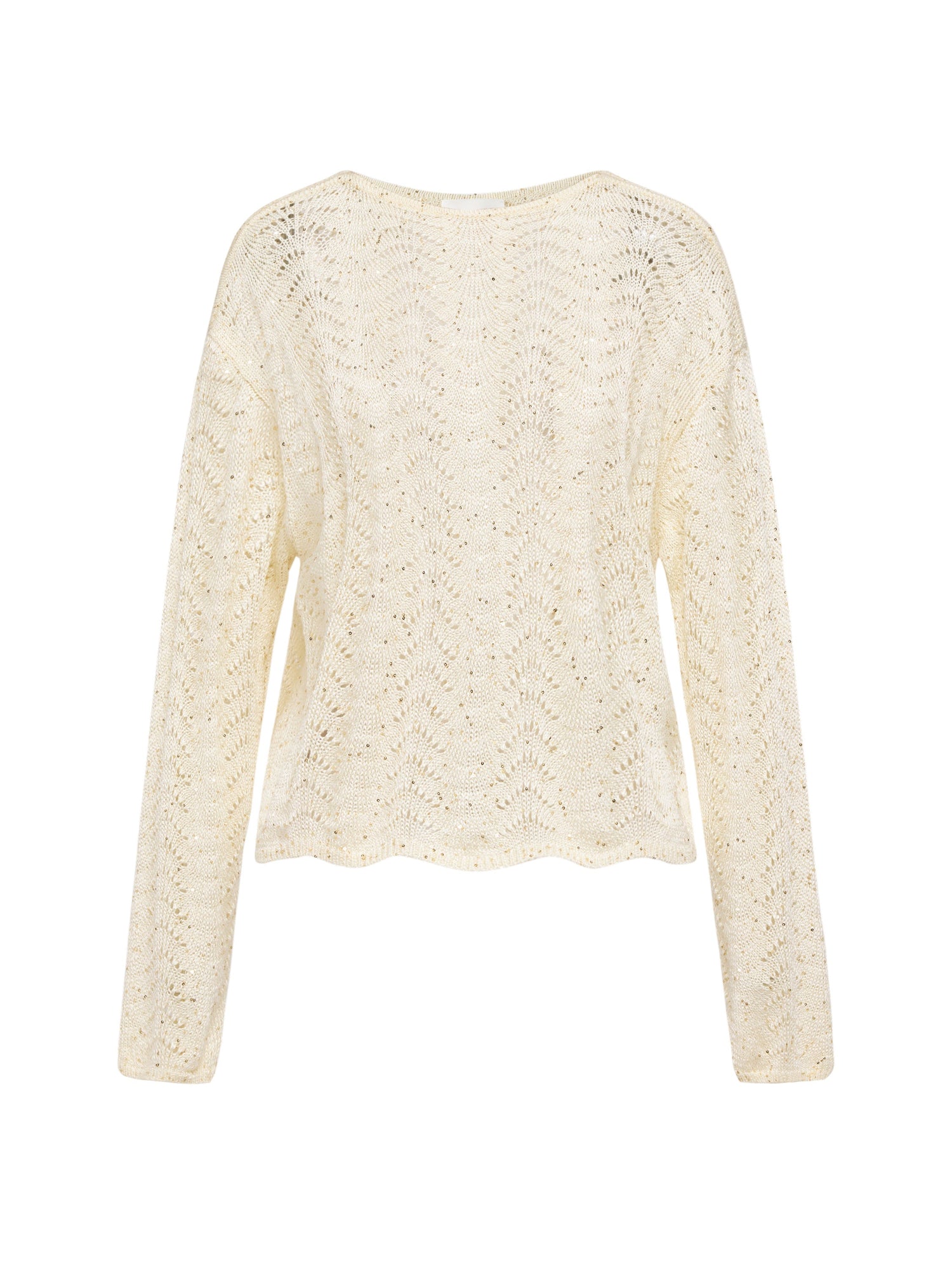Sequin Embroidery Designer Cropped Knit Top | White