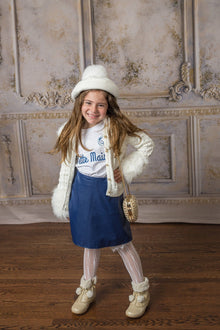 Baby Girls | Cableknit Faux Fur Cotton Cardigan | White