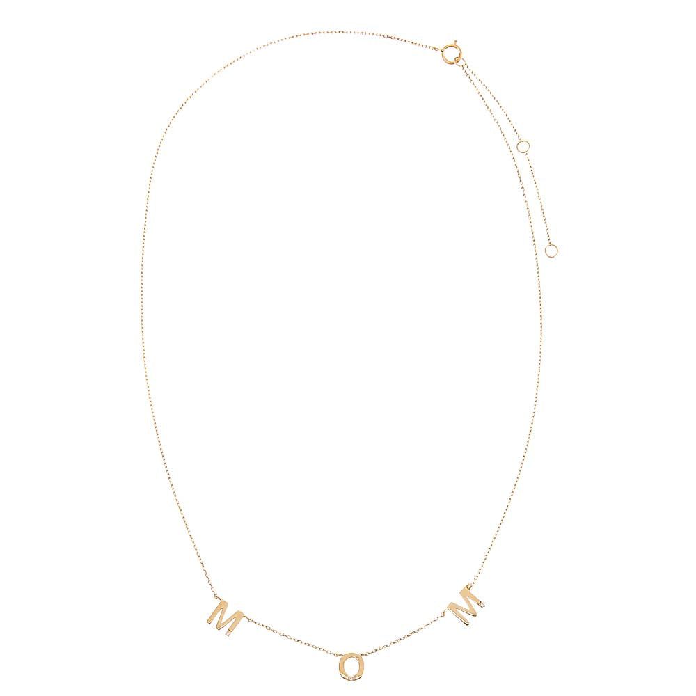  Tiny Diamond Scattered Mom Necklace 14K - Adina's Jewels