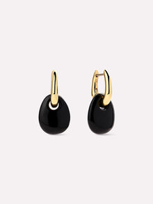 Kayla Drop Earrings | 14K Gold on Brass | Black Recycled Glass