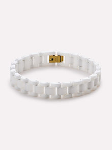 Ora Watch Strap Bracelet | 14K Gold on Stainless Steel | White/White Ceramic