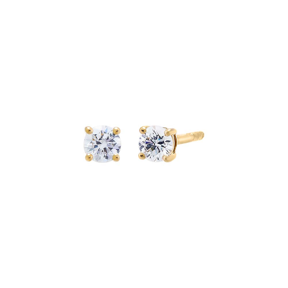 14K Gold / 0.50 CT Lab Grown Diamond Solitaire Four Prong Stud Earring 14K - Adina's Jewels