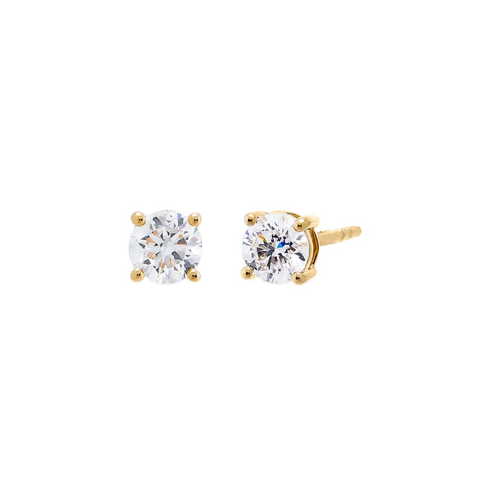 0.50 CT Diamond | Solitaire Four Prong Stud Earring | 14K Yellow Gold