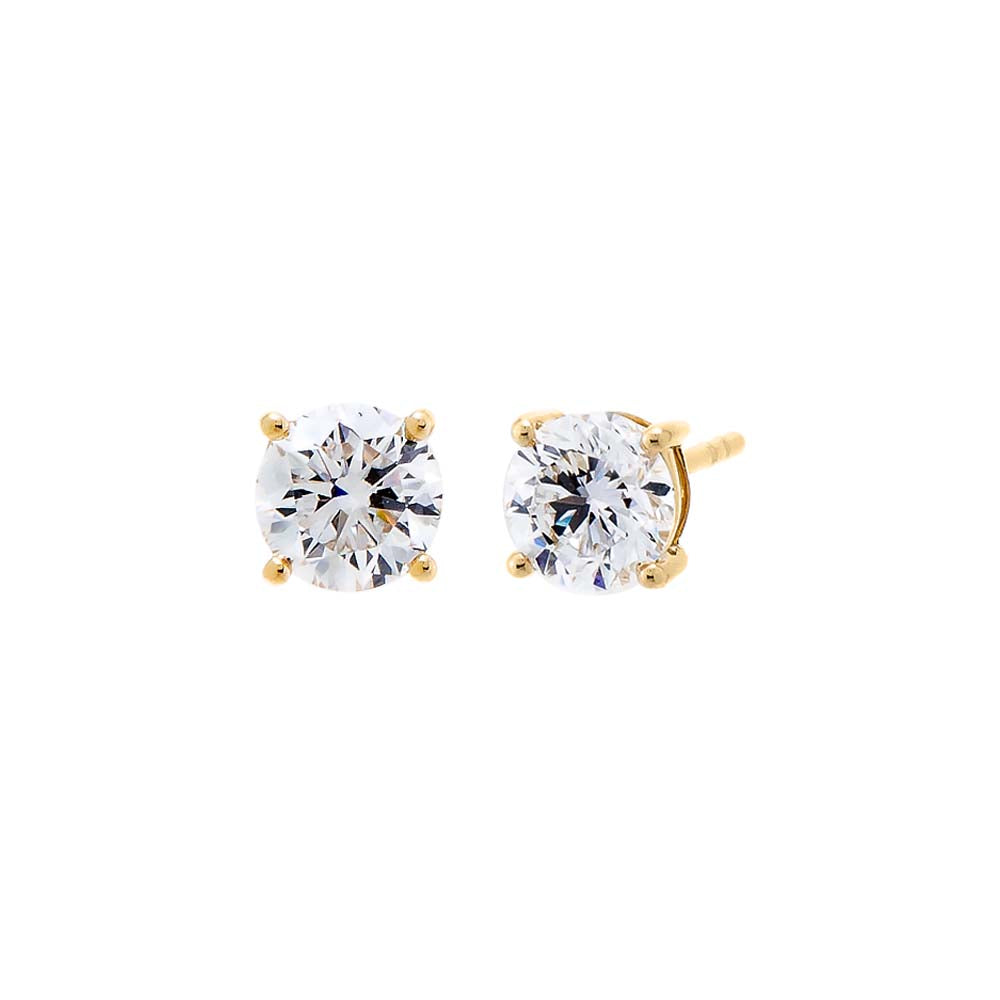 0.50 CT Diamond | Solitaire Four Prong Stud Earring | 14K Yellow Gold