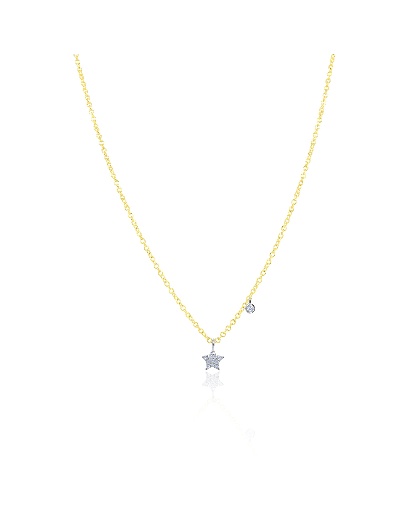 14k Two Tone Gold Dainty Diamond Star Necklace | Two Tone