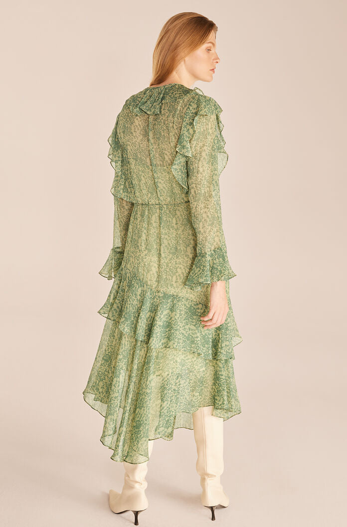 Chiffon Shirtdress | Guipure Forest Green Combo