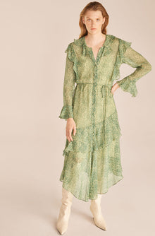 Chiffon Shirtdress | Guipure Forest Green Combo