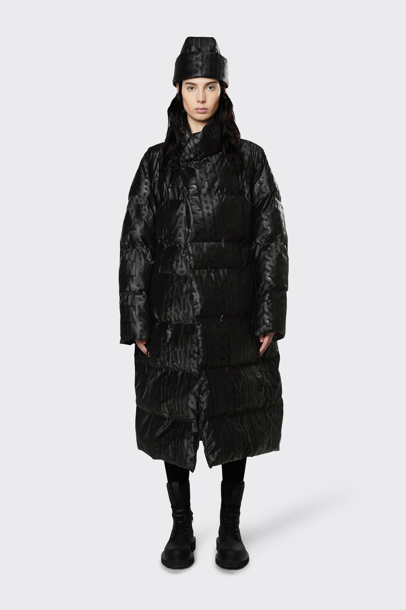 Puffer W Coat | Black monogram