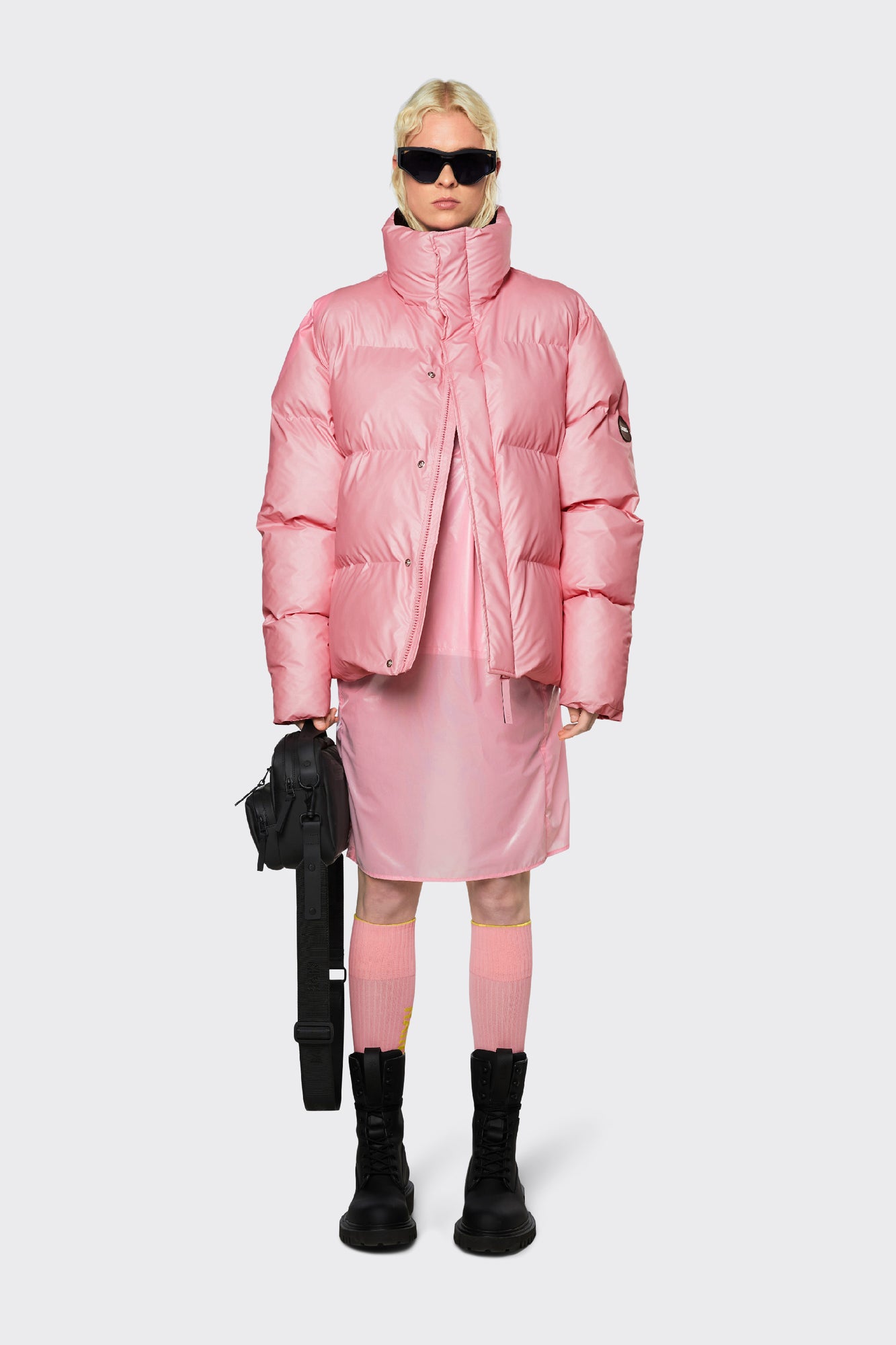 Boxy Puffer Jacket | Pink sky