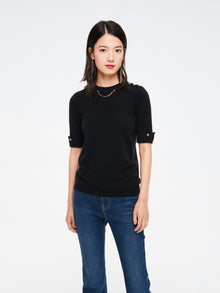 Necklace Knit Top | Black