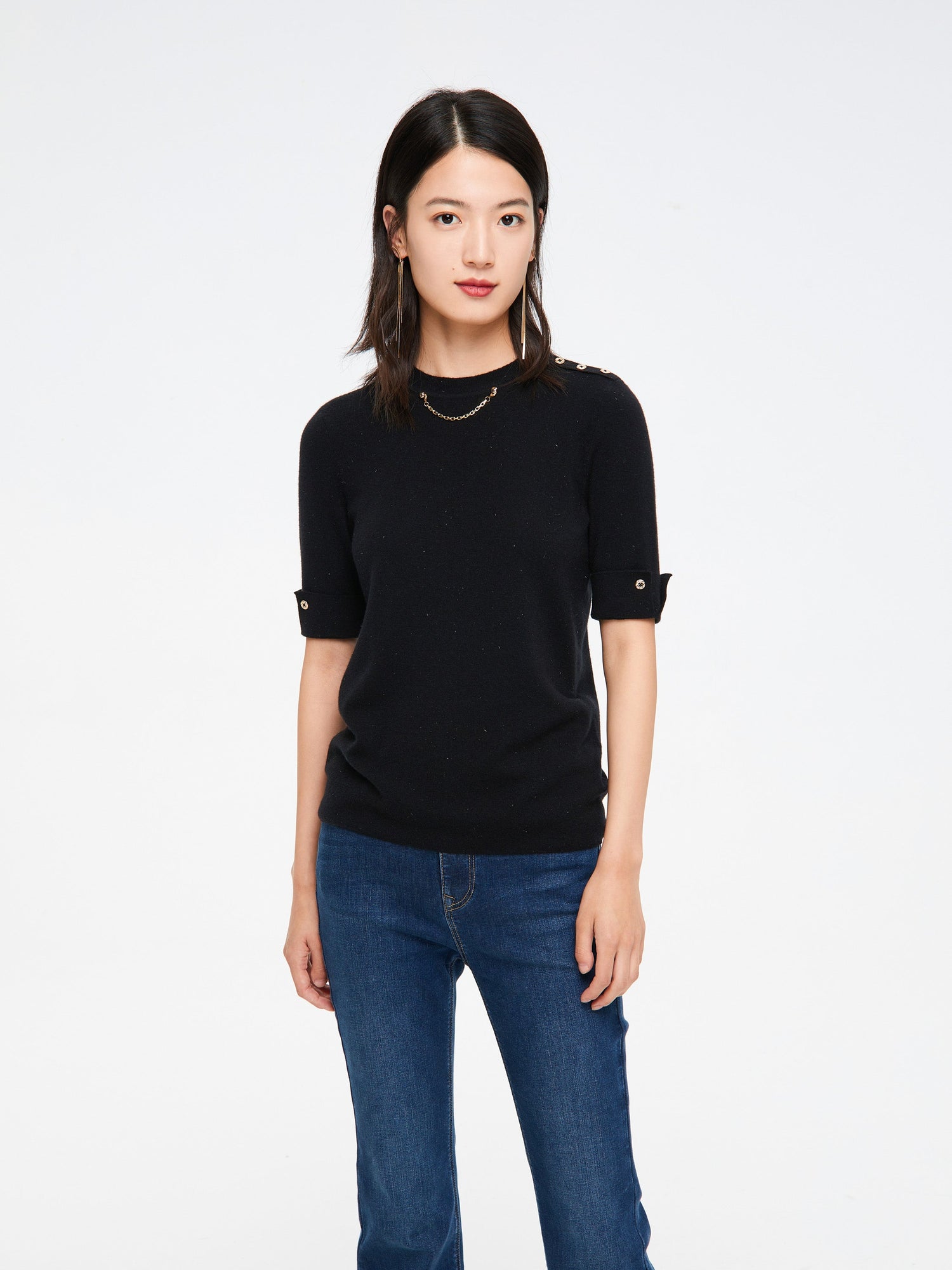 Necklace Knit Top | Black