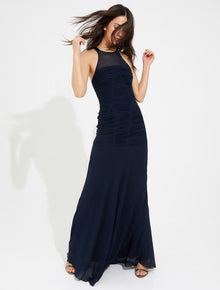 Ruched georgette gown - Halston
