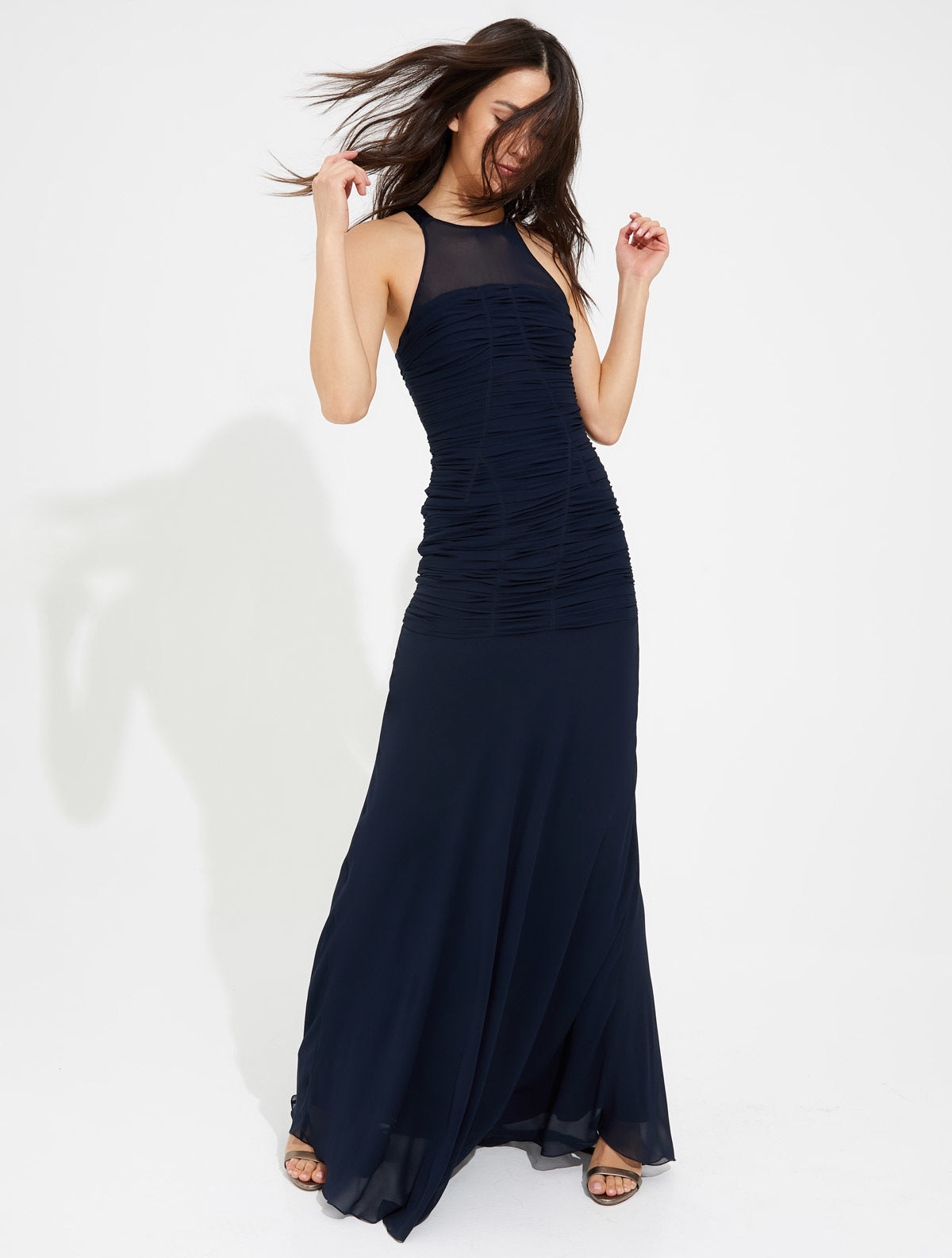 Ruched georgette gown - Halston