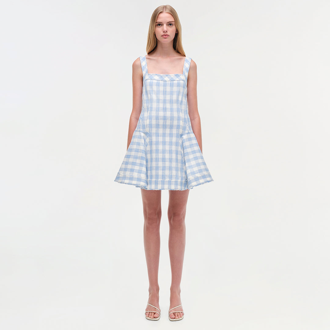 Womens | Hannalie Mini Dress | Blue Hydrangea Gingham