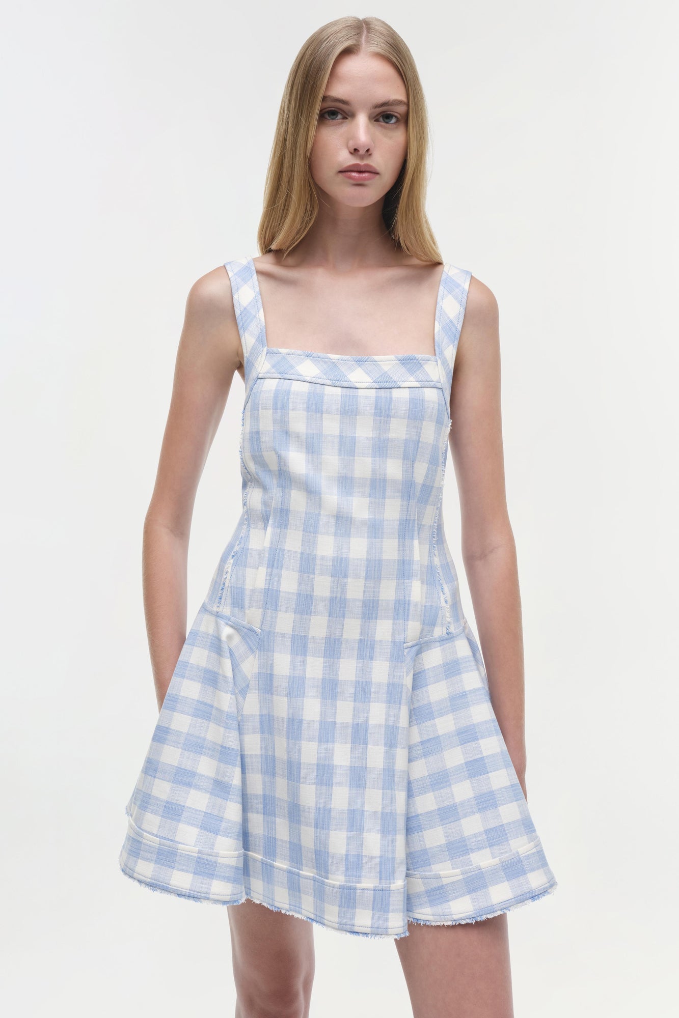 Womens | Hannalie Mini Dress | Blue Hydrangea Gingham