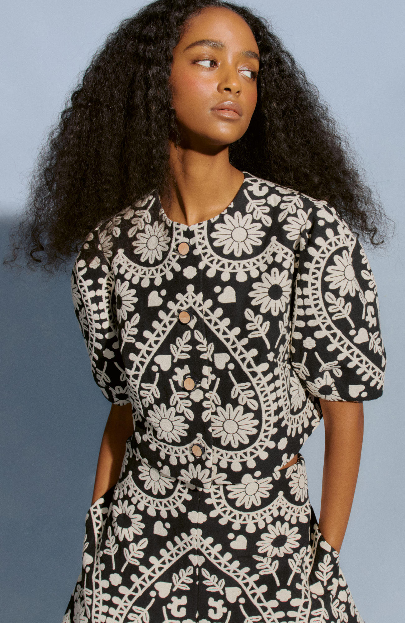 Floral Jacquard Jacket | Black Multi