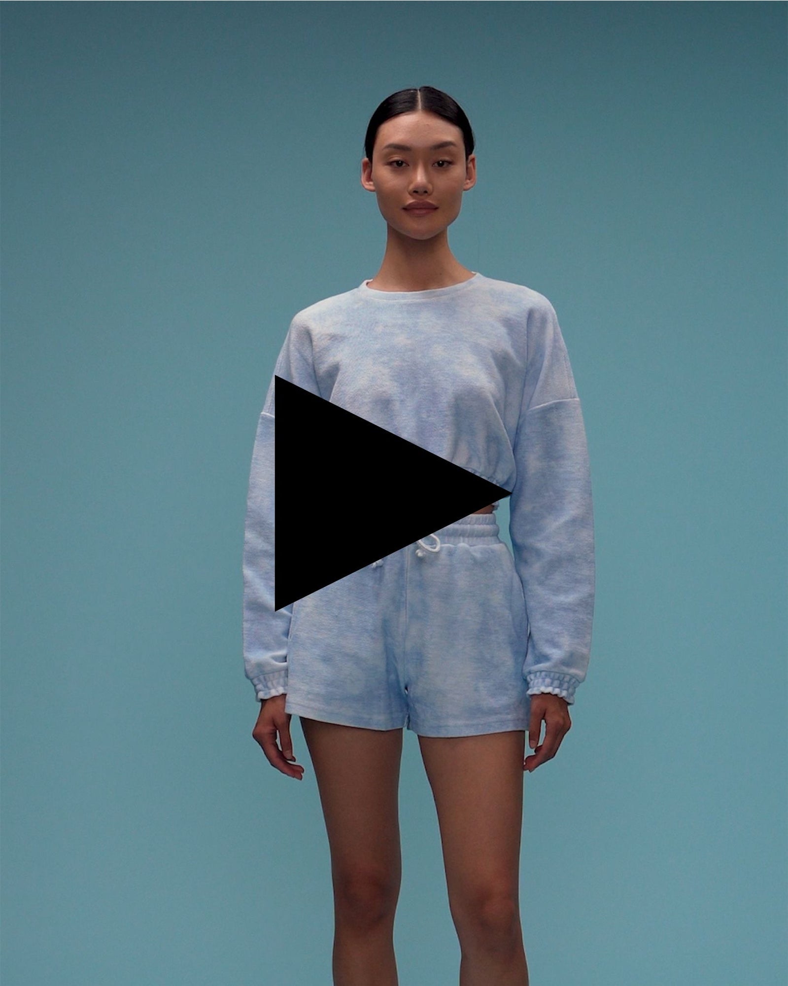 Womens | Tonal Terry Tie Dye Crew | Airy-Blue