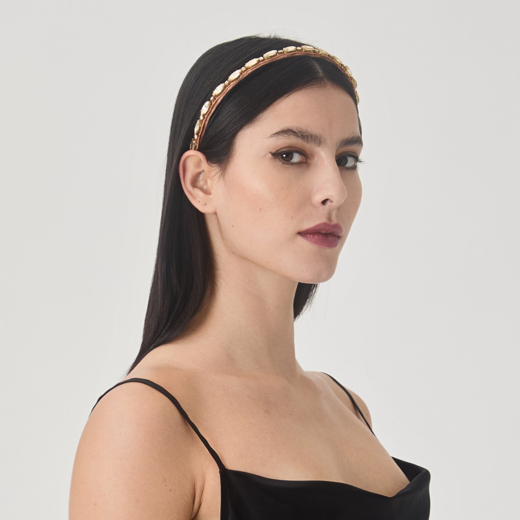 Lux Headband | Gold/Crystal/Panne Velvet