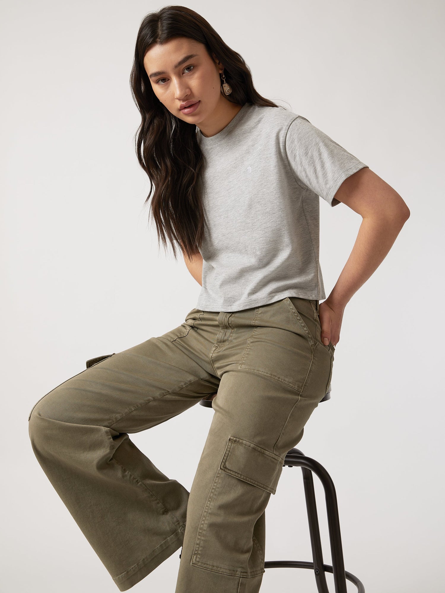 Womens | Water Tower Crop T-shirt | Grey Melange