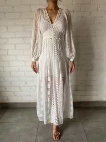 Hemant & Nandita | Lace Long Dress | White