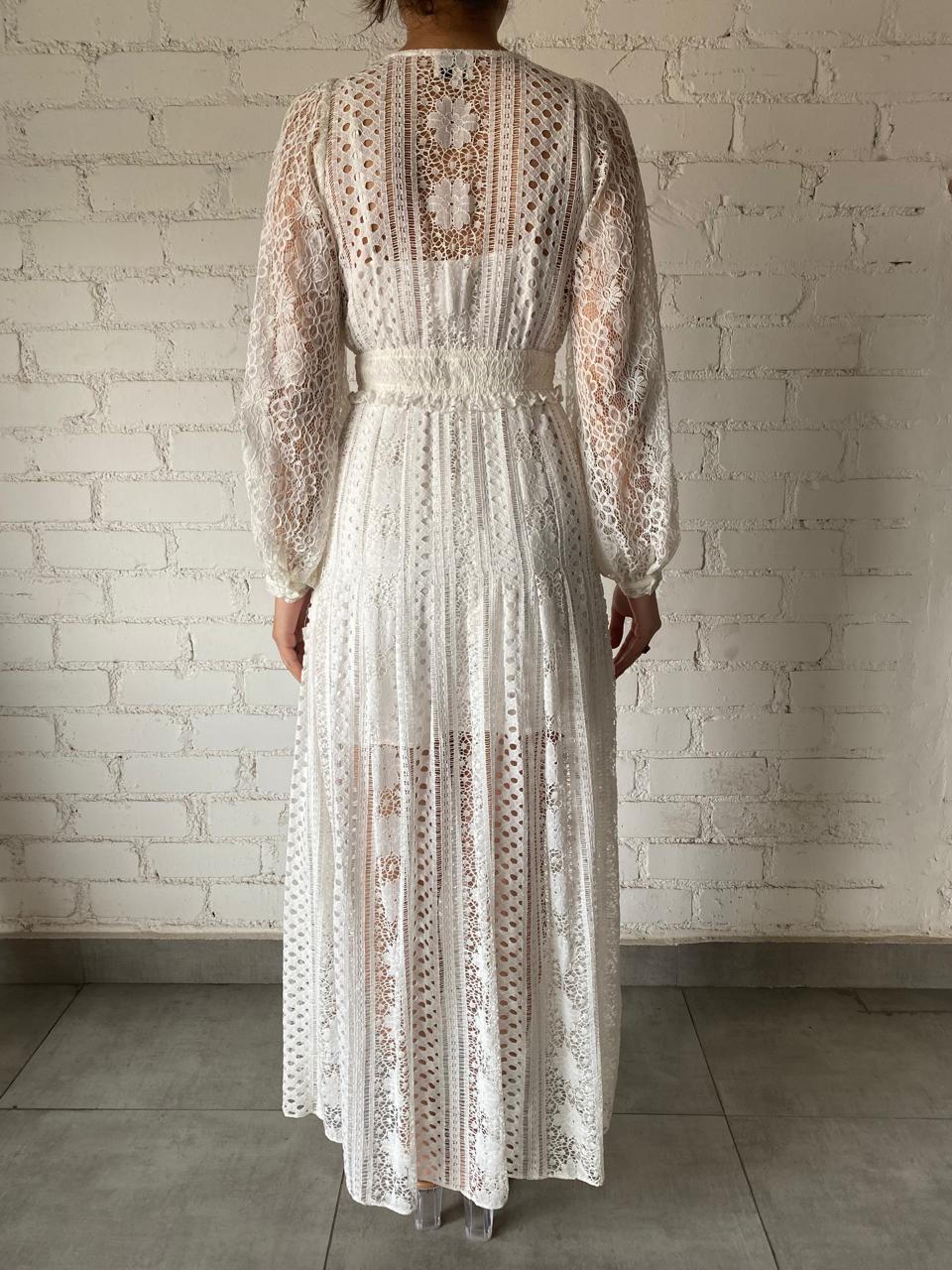 Hemant & Nandita | Lace Long Dress | White