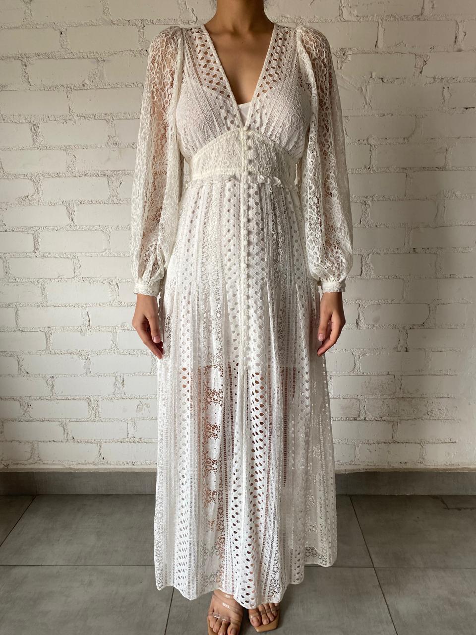 Hemant & Nandita | Lace Long Dress | White