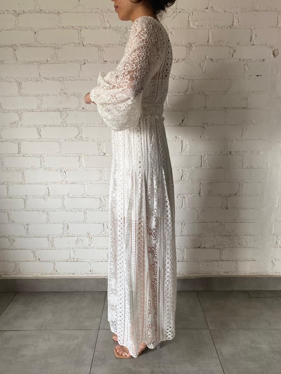 Hemant & Nandita | Lace Long Dress | White