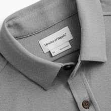 mens fusion overshirt medium grey heather collar zoom shot