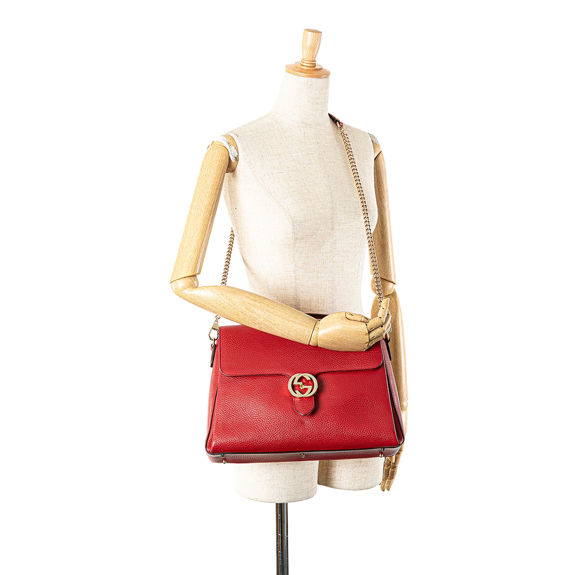 Gucci | Pre-Owned Medium Dollar Calf Interlocking G Satchel | Red