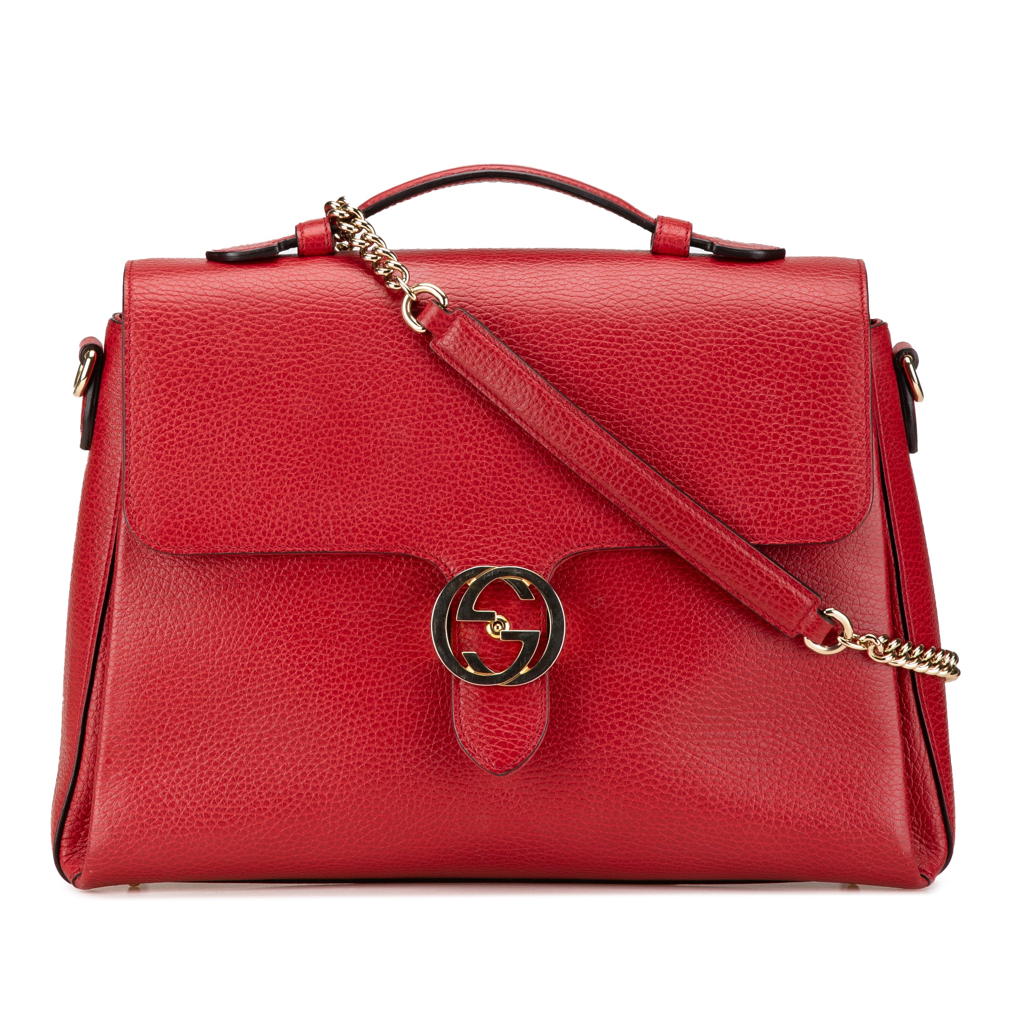 Gucci | Pre-Owned Medium Dollar Calf Interlocking G Satchel | Red
