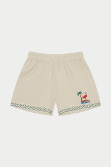 Flamingo Beach Linen Short | Beige