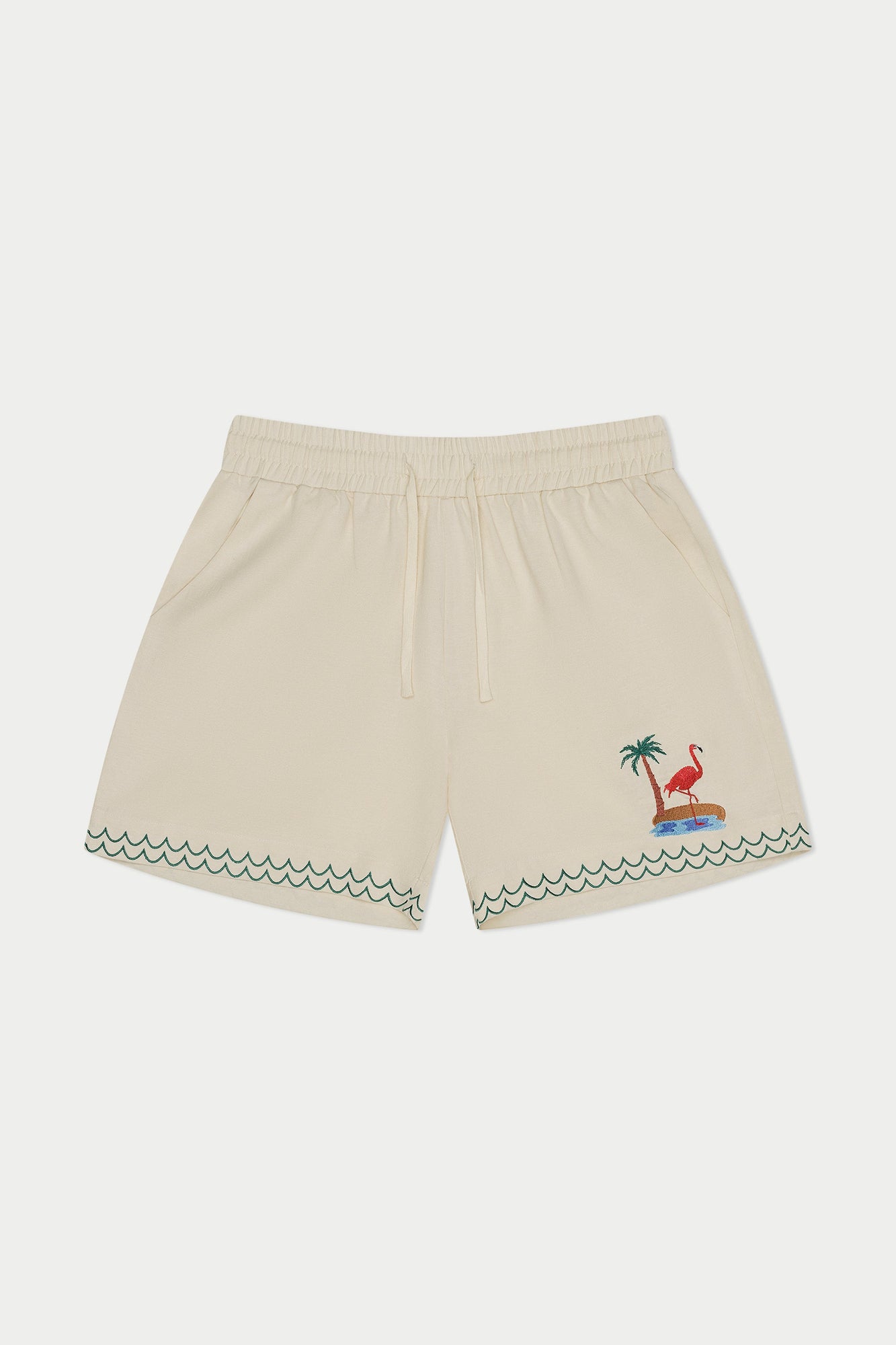 Flamingo Beach Linen Short | Beige