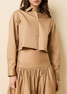 Womens | Cropped Avril Top Poplin | Camel