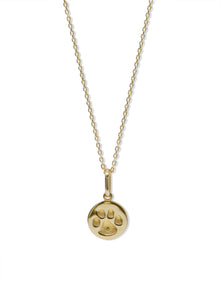 Disk Gold Paw Pendant Necklace | 14K Yellow Gold