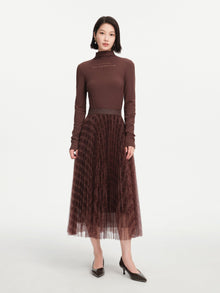 Long-Sleeve Mockneck Top | Brown