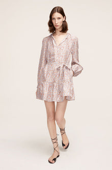 Violet Fleur Belted Silk Dress | Violet Fleur Glass Blue Combo