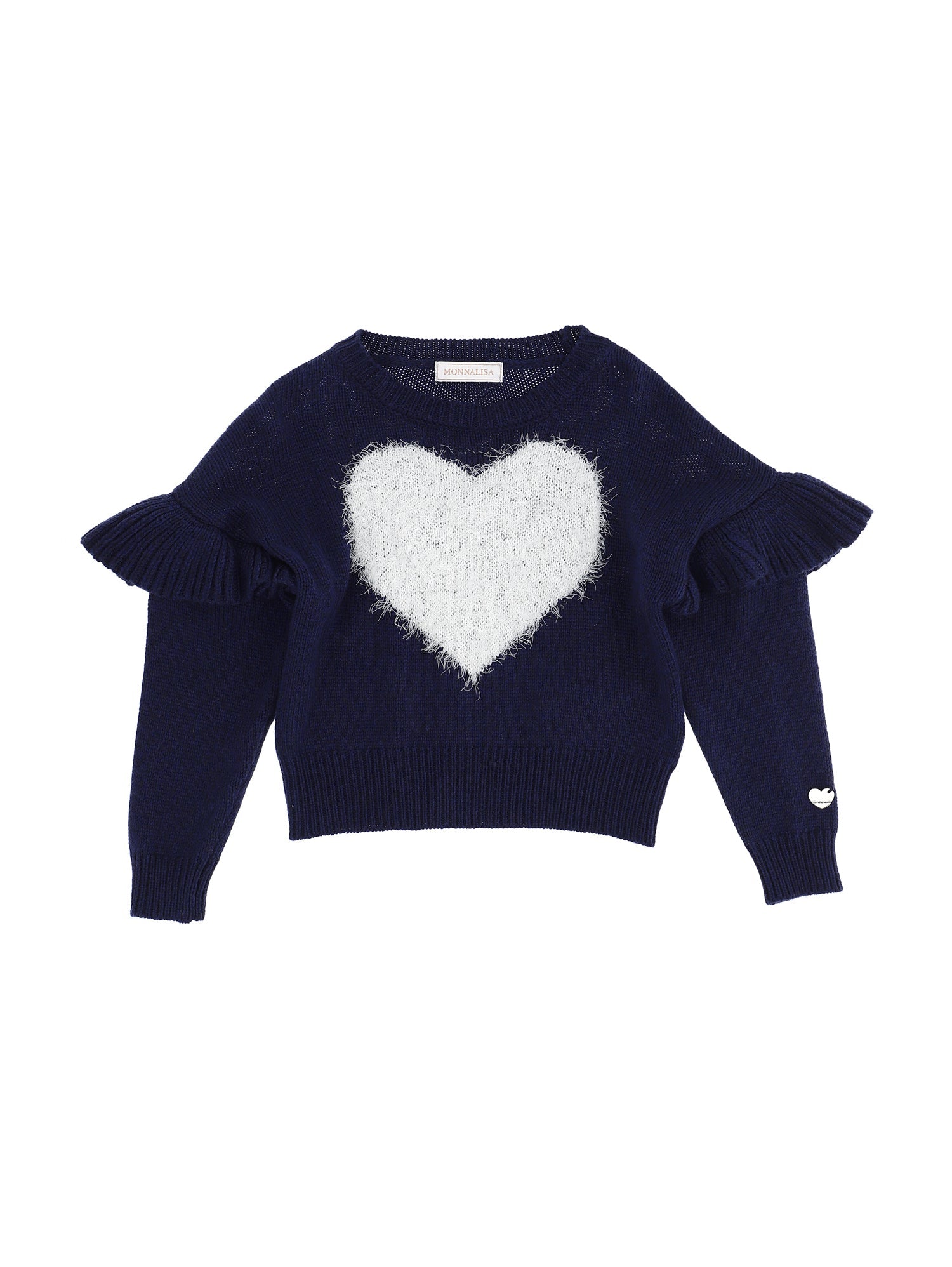 Girls | Heart Inlay Pullover | Blue/Cream