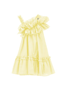 Girls | One-Shoulder Muslin Dress | Light Yellow