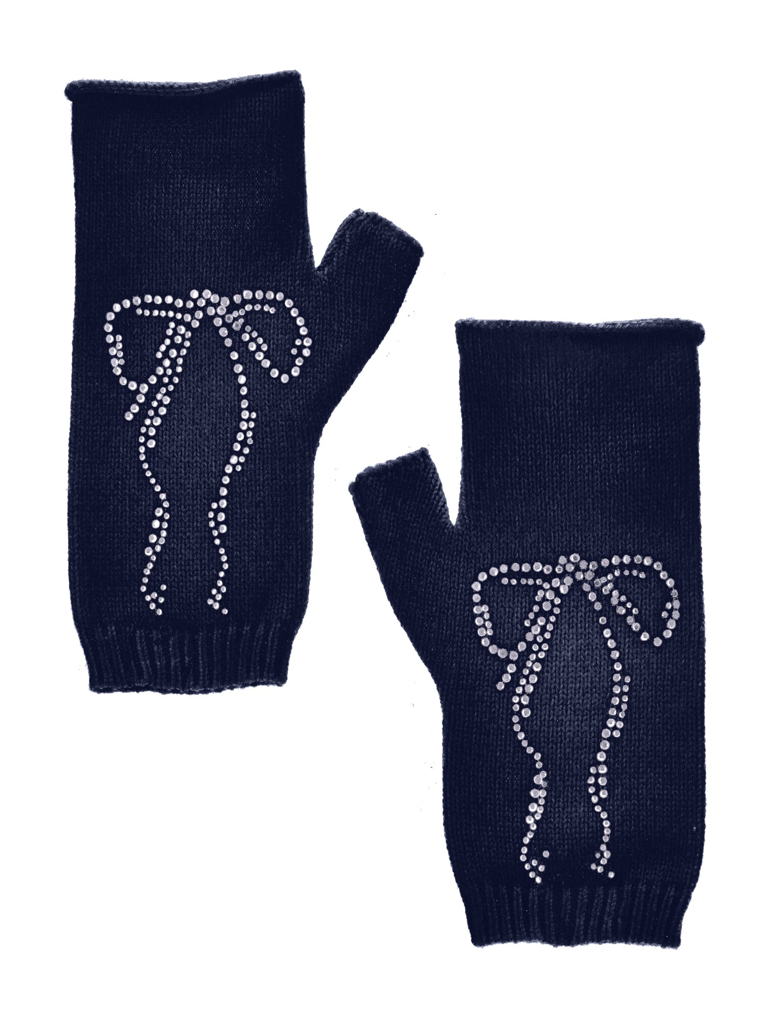 Girls | Knitted Arm Warmers With Rhinestones | Ocean