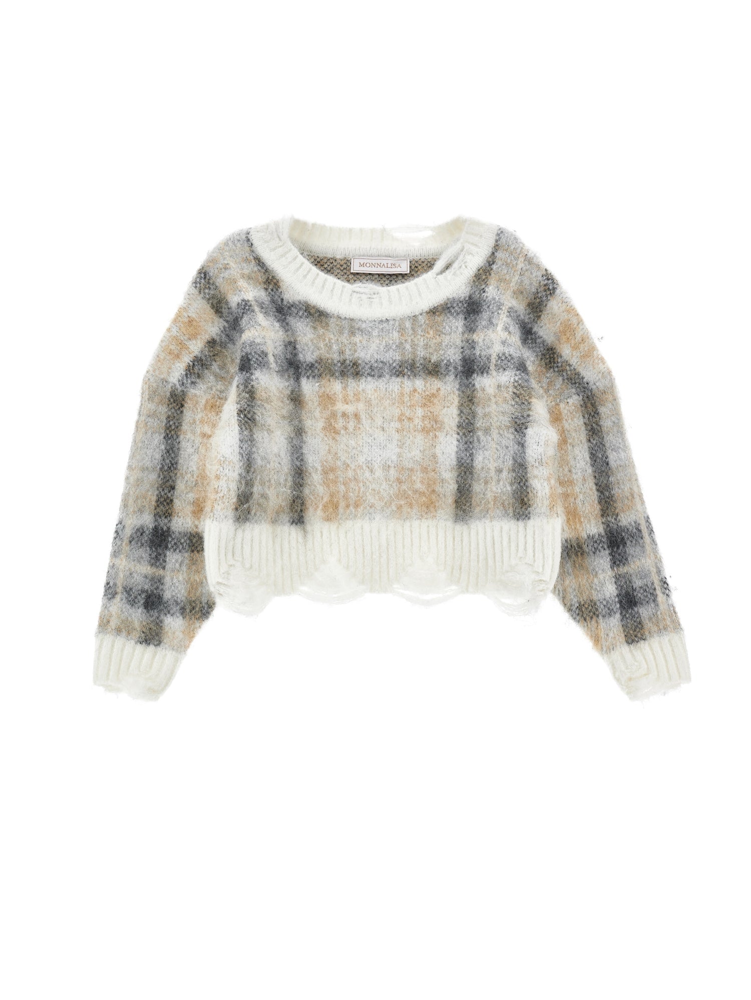 Girls | Tartan Sweater | Grey/Camel