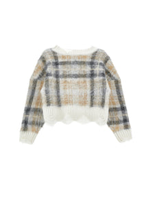 Girls | Tartan Sweater | Grey/Camel