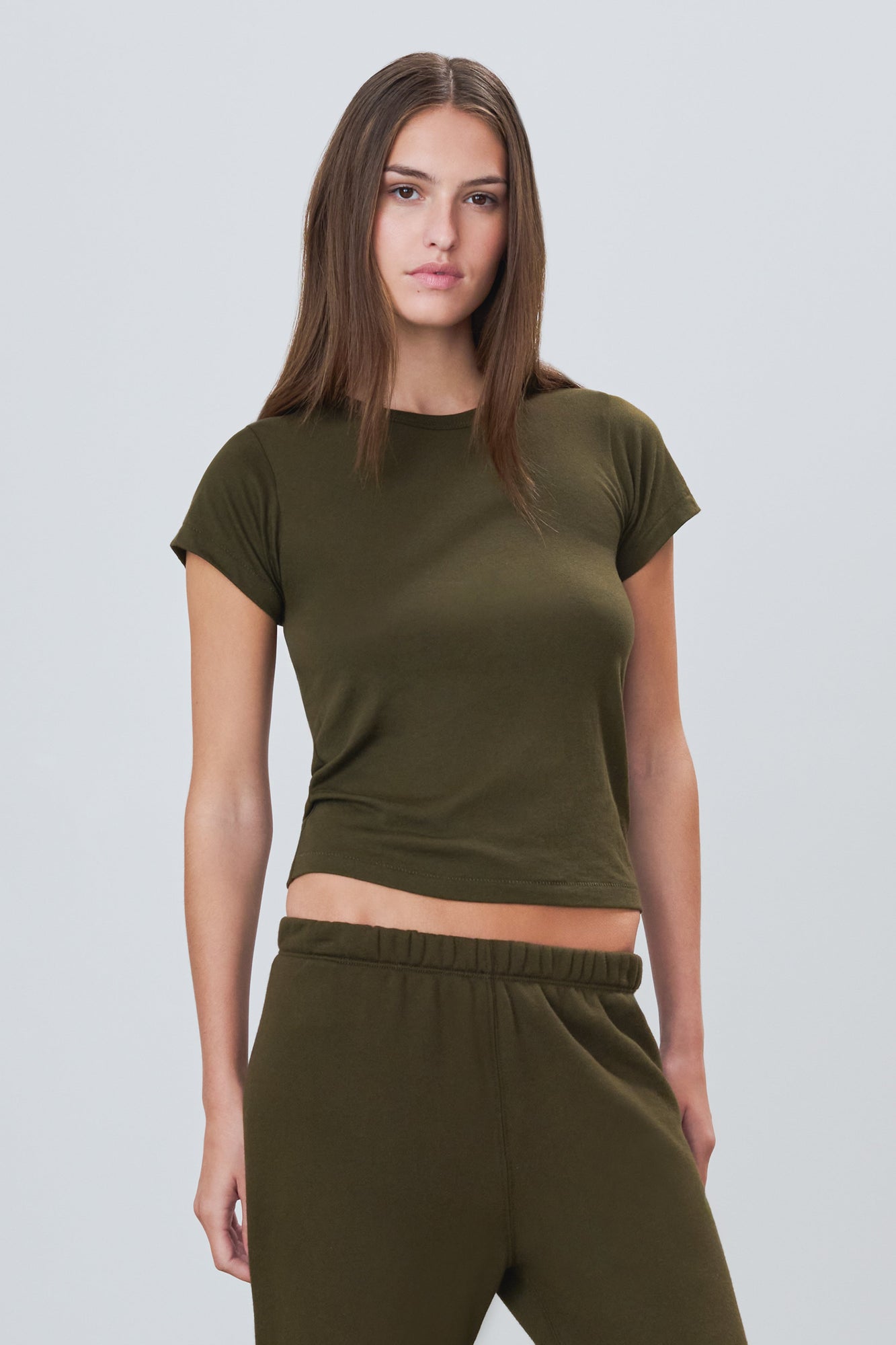 Fitted Crewneck Short Sleeve T-Shirt | Moss