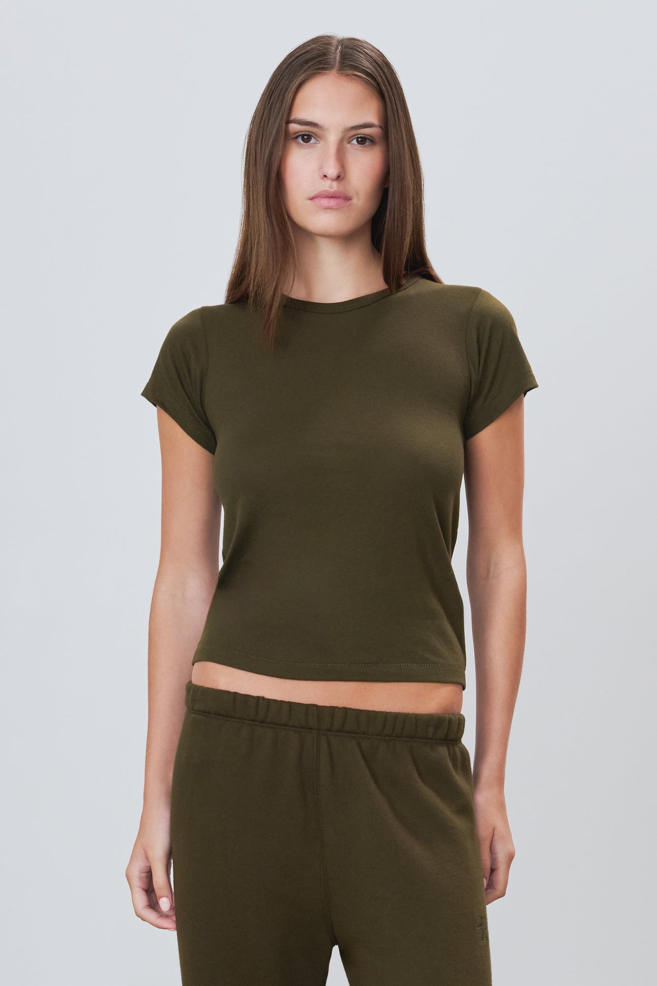 Fitted Crewneck Short Sleeve T-Shirt | Moss