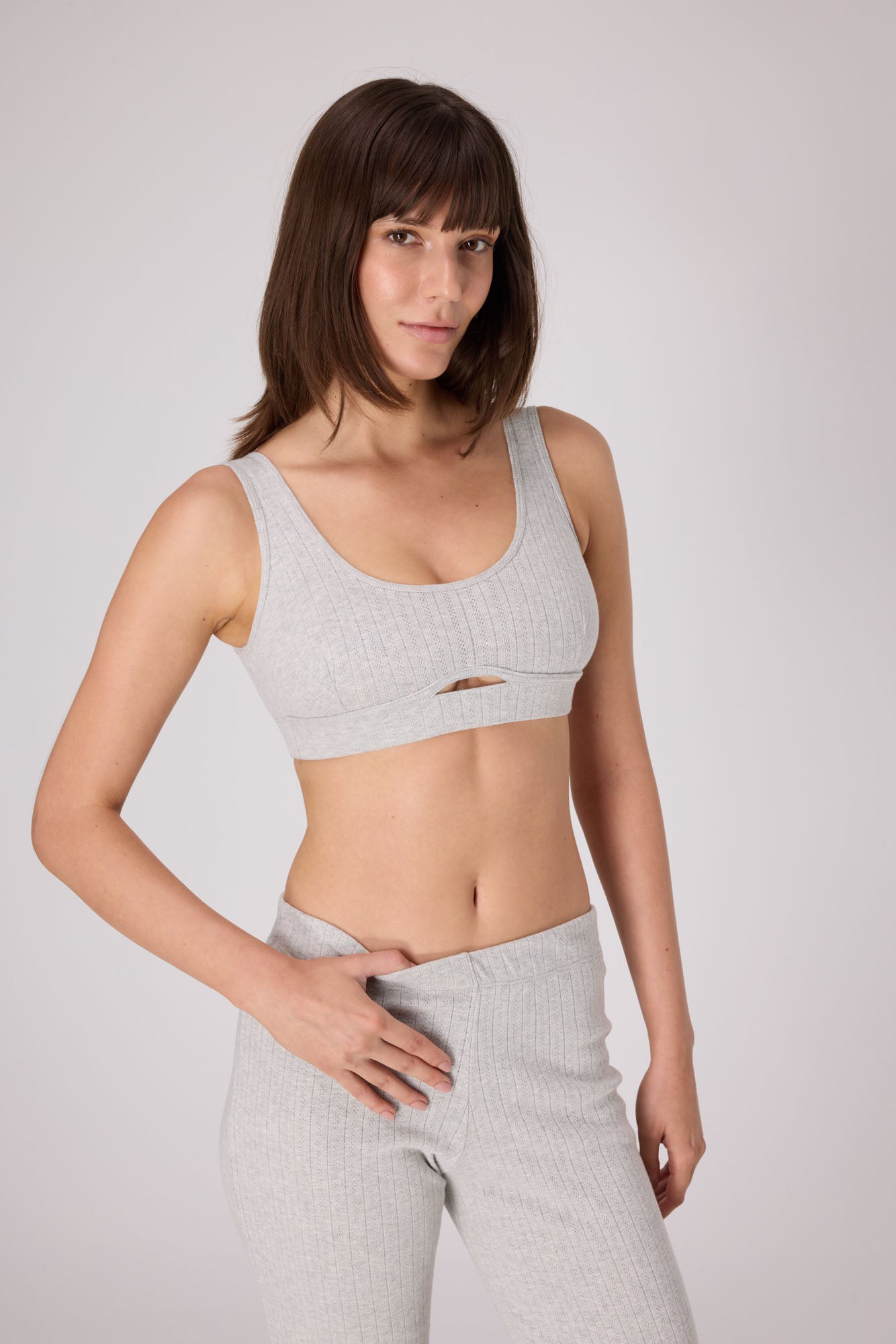 Pointelle Soft Bra Top | Heather Grey