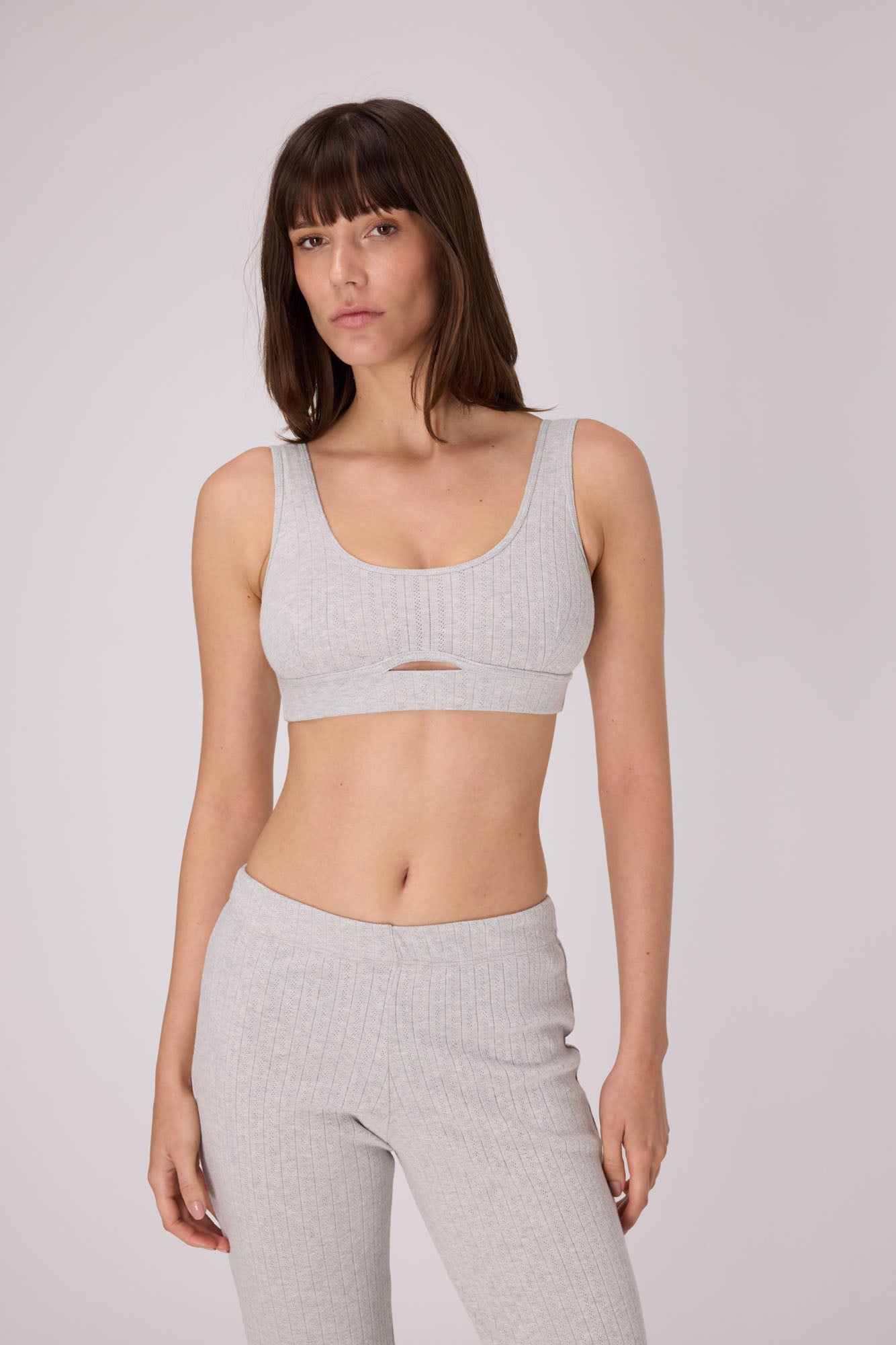 Pointelle Soft Bra Top | Heather Grey